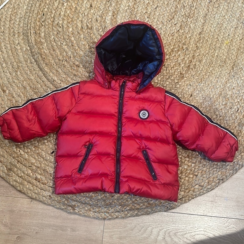 armani exchange boys jacket puffer red 24m hooded